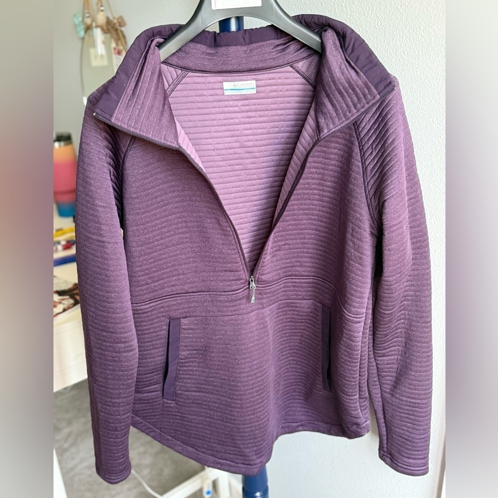 Women’s Columbia 1/2 zip Plum Pull Over, Size XL - Picture 10 of 12